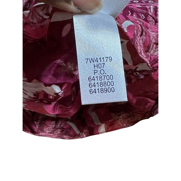 Lucky Brand Womens Peasant Boho Sheer Top Sz S Feather Print Braided Neck - Picture 6 of 12